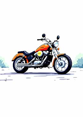Orange Motorcycle Illustration