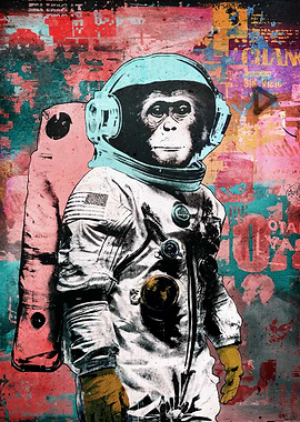 Monkey Astronaut Graffiti Art