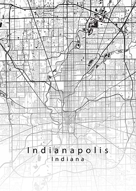 Indianapolis Indiana City Map white
