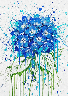 Blue Hydrangea Floral Painting
