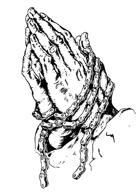 Praying Hands with Bike Chain