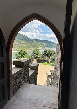 Castle View Through Stone Archway of Rheinfels Castle
