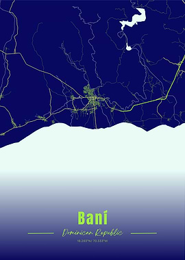 Bani, Dominican Republic Map Art