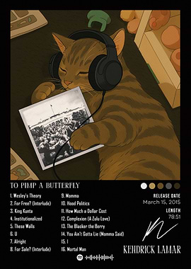 Cat Listening to Kendrick Lamar Album