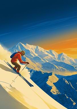 Skier on Mountain Slope