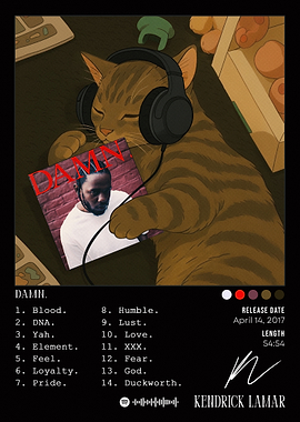 Cat Listening to Kendrick Lamar's DAMN