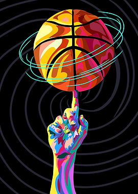 Colorful Basketball Spin Art