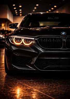 Sleek Black BMW Car Close-Up