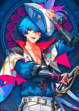 Anime Pirate with Sword and Hat