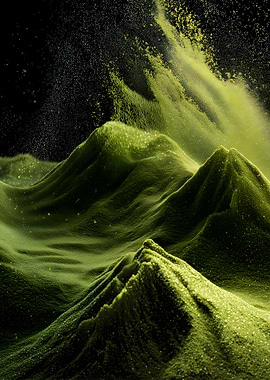 Green Sand Dunes with Dust Cloud