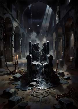 Ruined Throne in Dark Hall