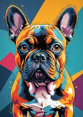Colorful French Bulldog Pop Art Portrait