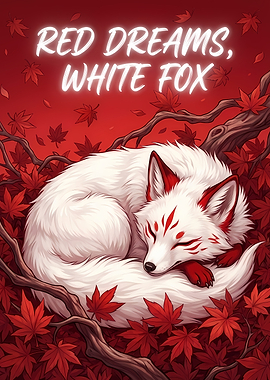 Red Dreams, White Fox Illustration
