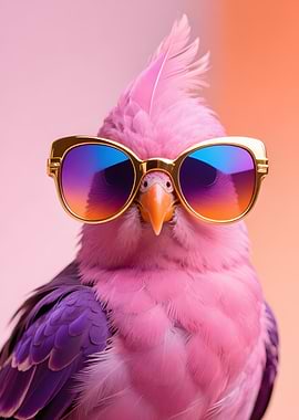 Cool Pink Bird with Sunglasses