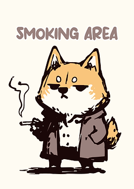 Smoking Area Dog Cartoon