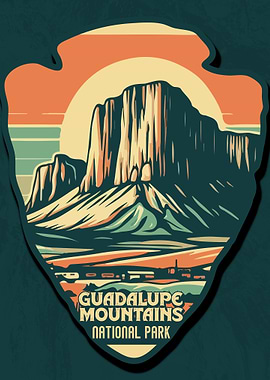 Vintage Guadalupe Mountains National Park, Retro US national park
