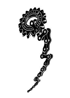 Bicycle Chain Flower Black and White