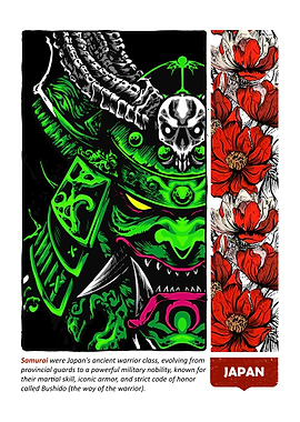 Samurai Warrior with Floral Accent