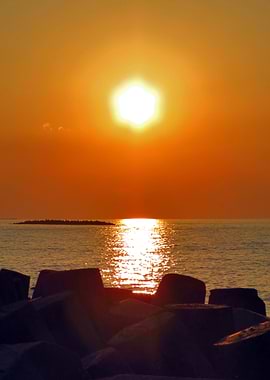 Golden Sunset Over the Ocean