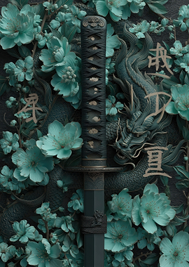 Teal Dragon Katana