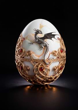 Dragon Egg Ornament with Gold and Jewels