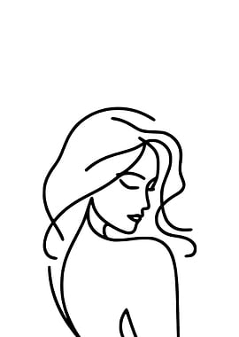 Minimalist Woman Line Art Portrait