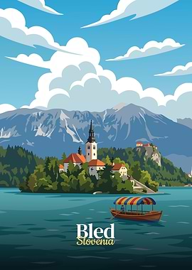 Lake Bled Slovenia Travel Poster