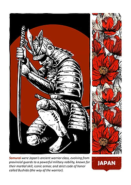 Samurai Warrior with Floral Accent