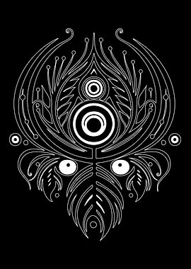 Abstract White Pattern on Black Background