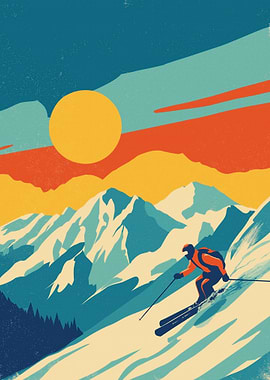 Retro Skiing Poster Art