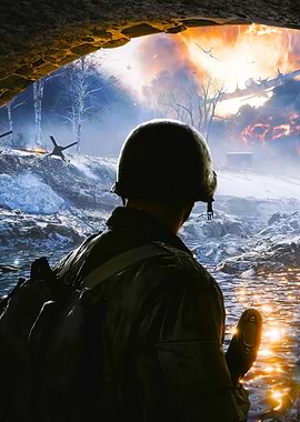 World War II Soldier Under Fire