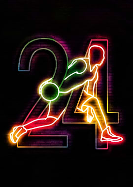 Neon Basketball Player Number 24