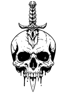 Skull and Sword Black and White