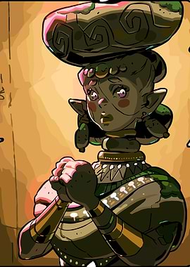 Hades Stone Statue Character Illustration