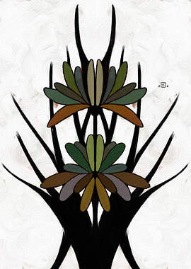 Abstract Floral Arrangement on White