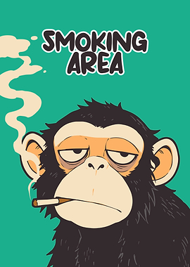 Smoking Area Monkey Cartoon Illustration