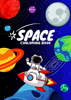 Space Coloring Book Cover Illustration