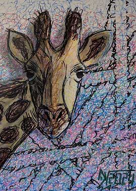 Giraffe Portrait with Abstract Background