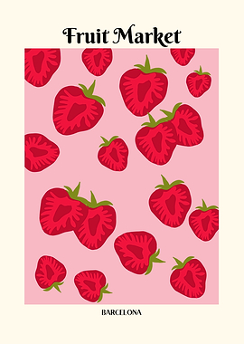 Fruit Market Barcelona Strawberry Pattern
