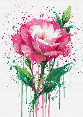 Pink Flower Watercolor Splatter Art