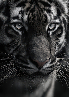 Monochrome Tiger Portrait