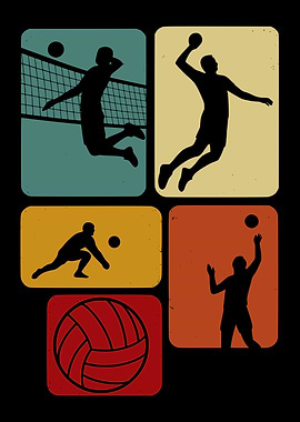 Volleyball Retro Collage