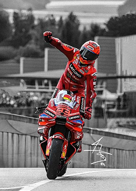 Marc Marquez Motorcycle Racer Celebrating Victory on Track