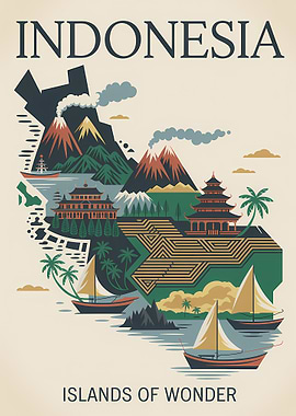 Indonesia: Islands of Wonder Travel Poster