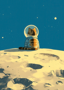 Astronaut Cat on the Moon