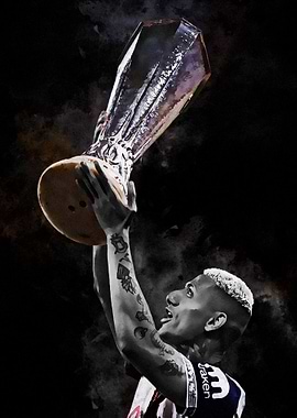 Richarlison Player Celebrates with Trophy