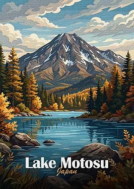 Lake Motosu, Japan Landscape Art