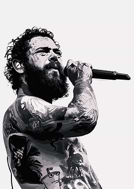 Post Malone Monochrome Portrait