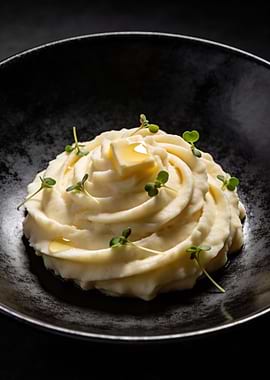 Elegant Mashed Potatoes with Butter and Sprouts