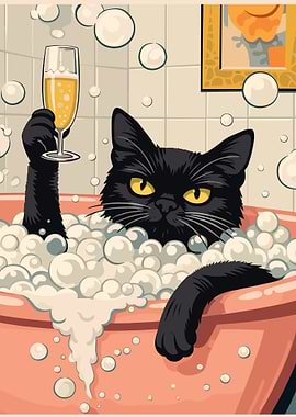 Black Cat Champagne Bath